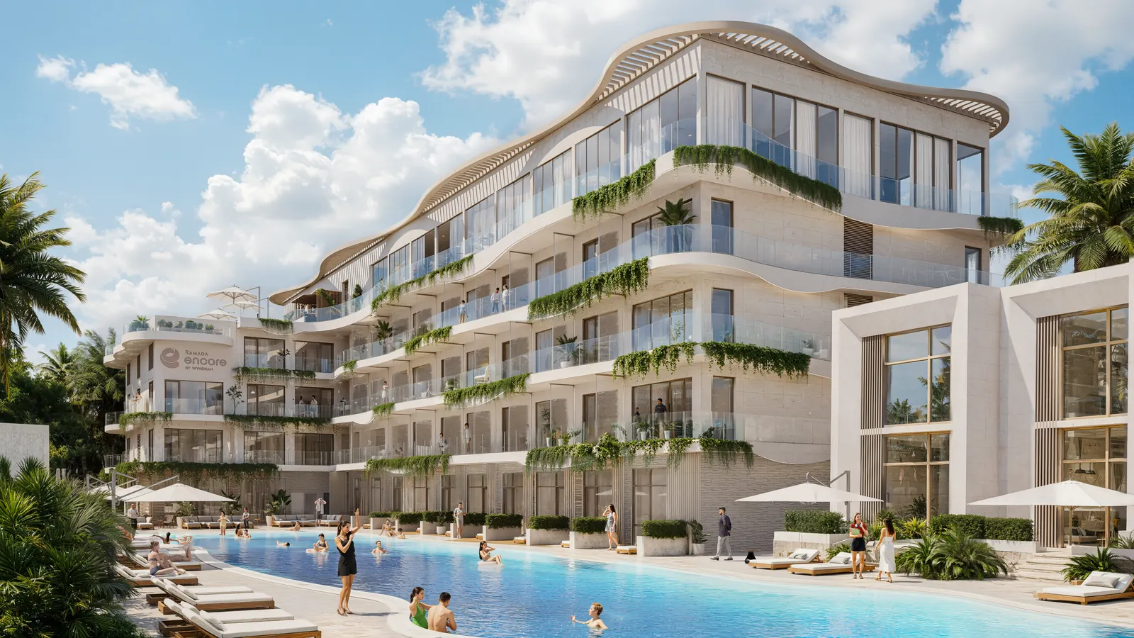Центральная бассейновая зона комплекса Ramada Residences