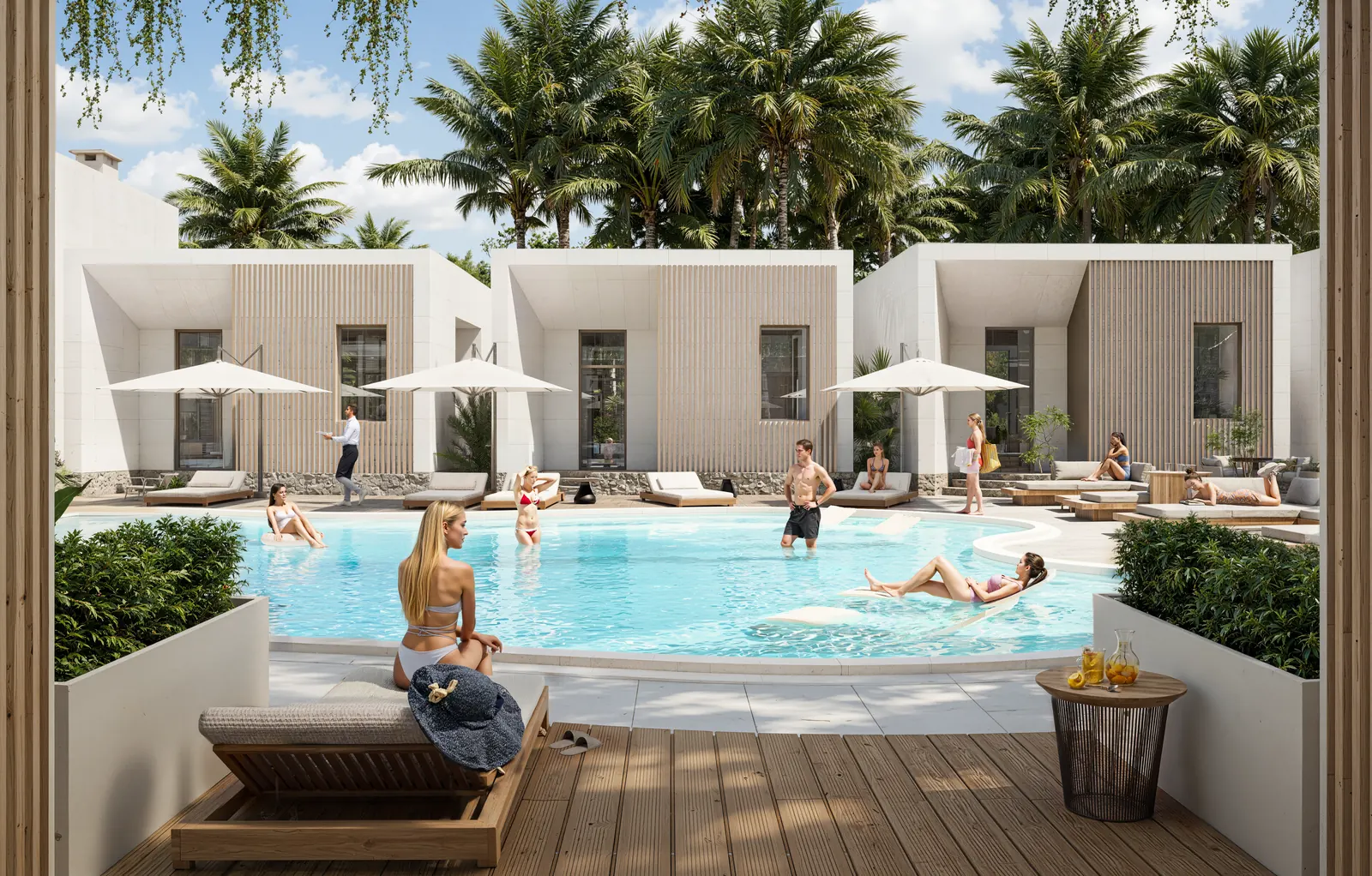 Бассейн у приватных террас комплекса Ramada Residences