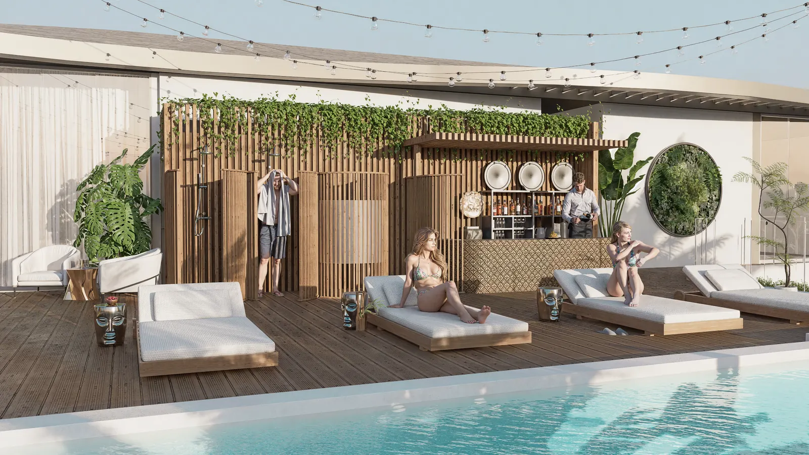 Rooftop bar Ramada Residences у бассейна
