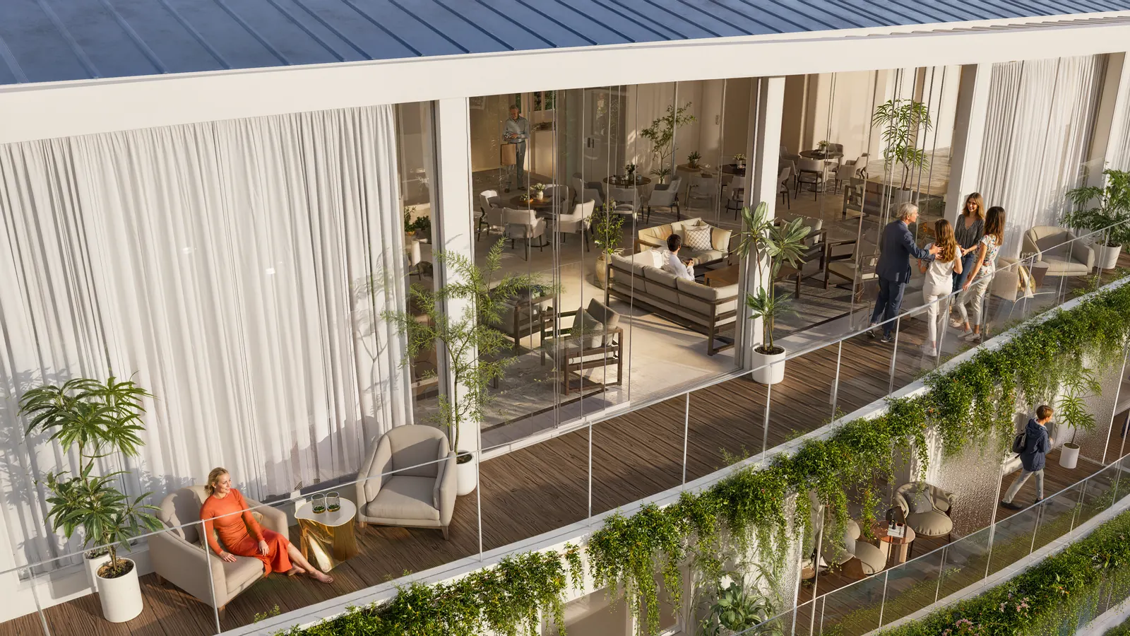 Террасы у бассейна и ресторанная посадка Ramada Residences
